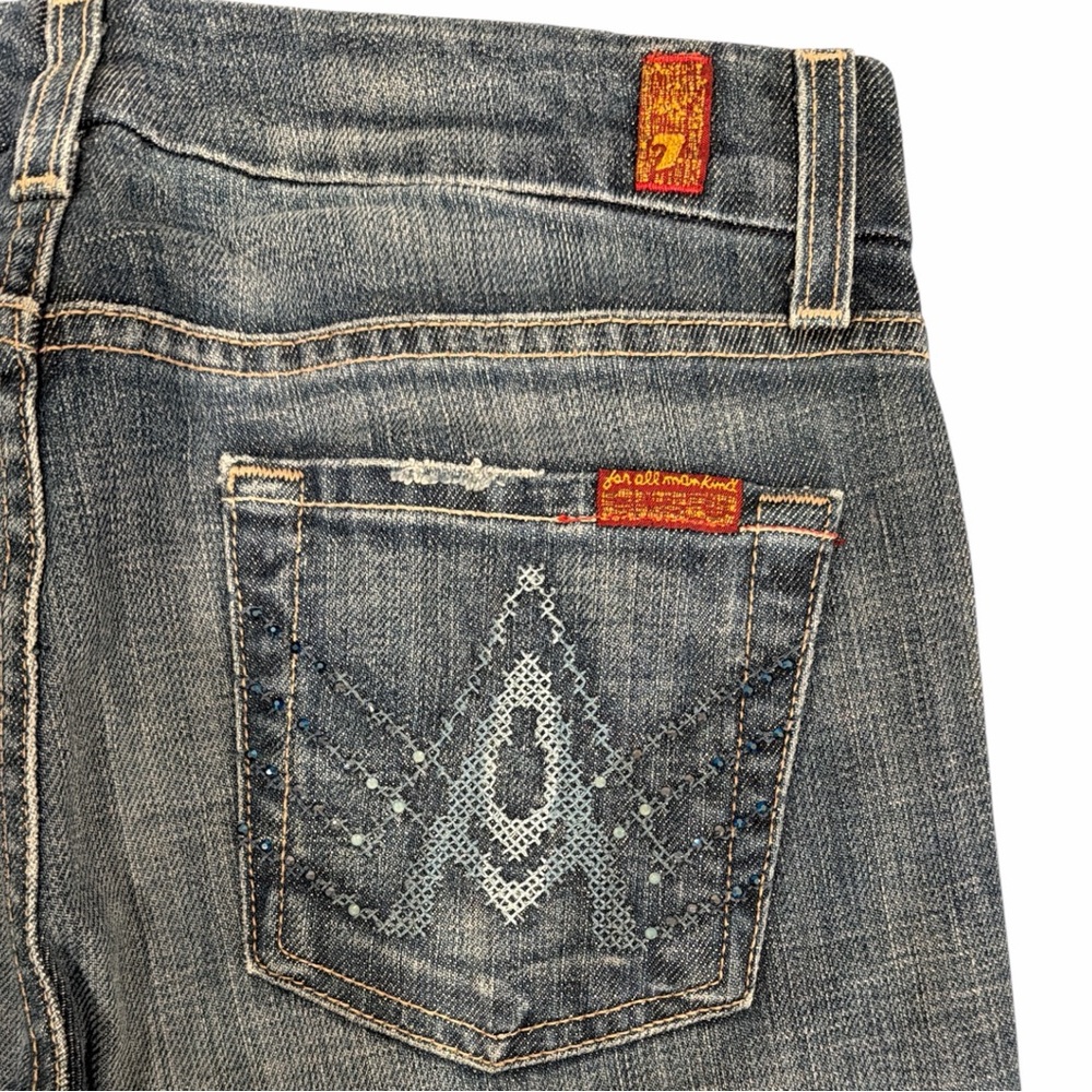 7 For All Mankind A Pocket Bootcut Jeans 26 Vintage Y2K 055U Crystal Embellished